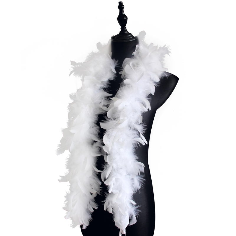 Flydreamfeathers 25 Gram, 4 Feet Long Chandelle Feather Boa, Feather Boa, Great for Party, Wedding, Halloween Costume, Christmas Tree, Decoration (White Color) - Image 2